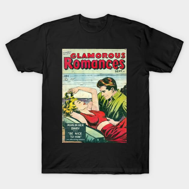 Vintage Romance Comic Book Cover - Glamorous Romances T-Shirt by Slightly Unhinged